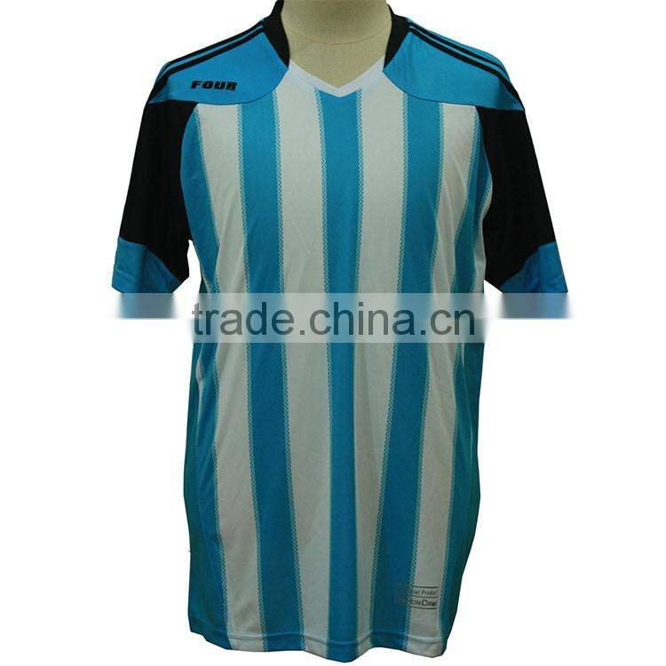high-quality classic blue and white soccer uniforms