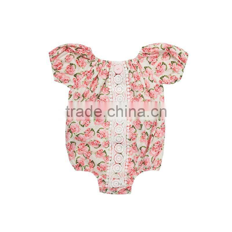 Summer wholesale baby boutique clothing rompers baby girl floral rompers infant and toddler rompers