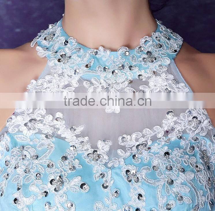 light blue lace mother of the bride halter dress