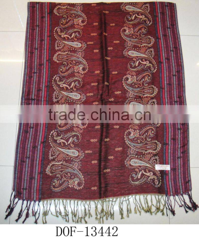 2016 Fashion women soft hot popular viscose rayon pashmina jacquard shawl