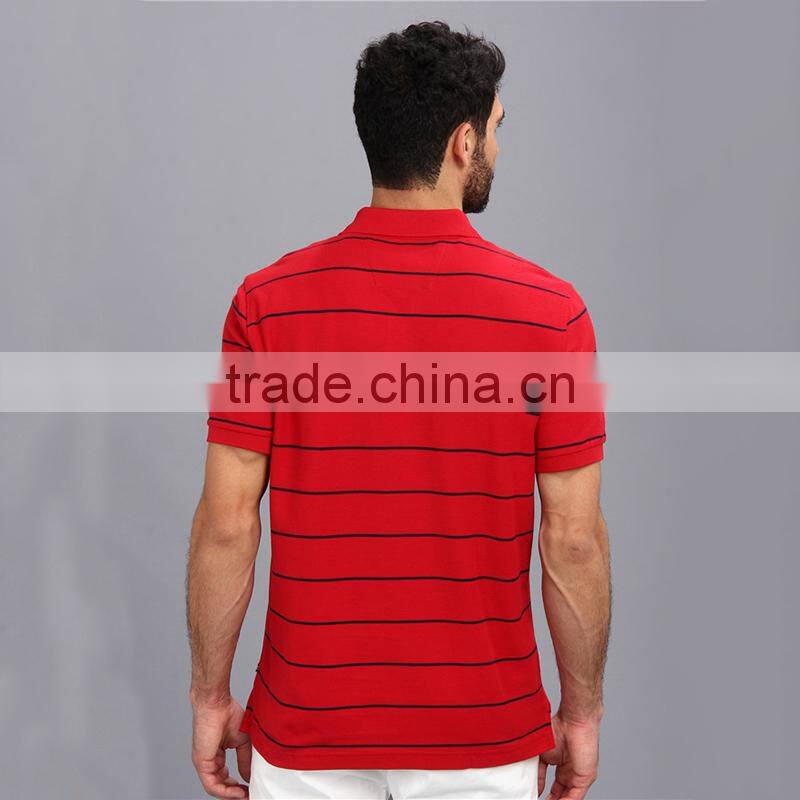 Latest design mens short sleeve red stripe new design polo shirt