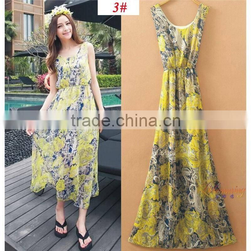 fashion Women Long Chiffon maxi Dress Summer Beach Dress