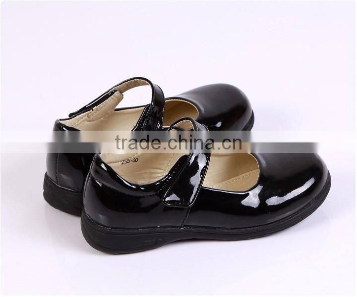 Juqian customize high quality matte black leather kids pu student school shoes