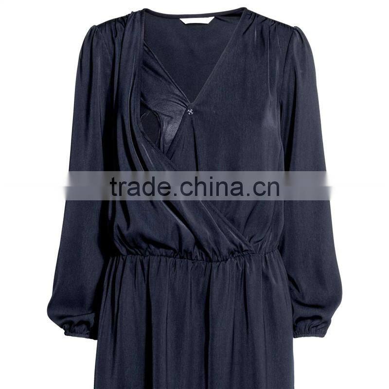 Custom summer fashion elastic satin adult breastfeeding nursing dress