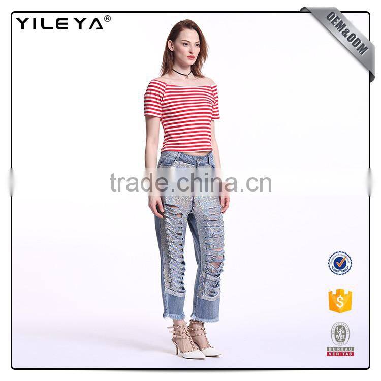 OEM services stripe+short+sleeve+t-shirt+tops+for+women+2016,female tshirts