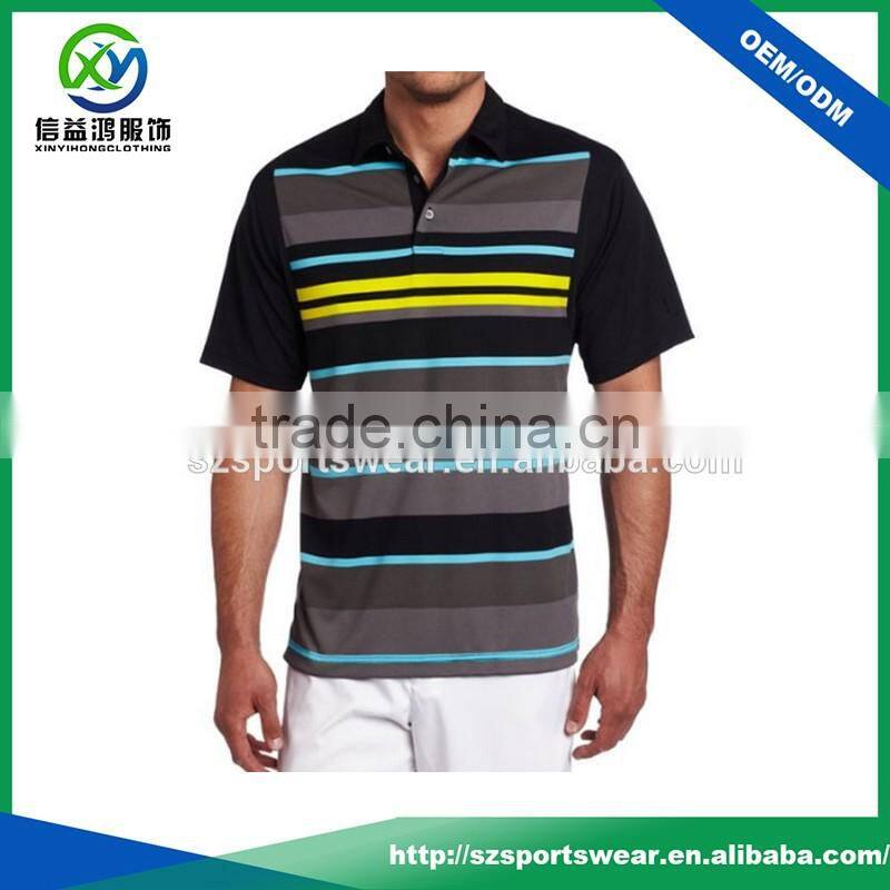 Moisture wicking dry fit material sublimated printing golf shirts for men
