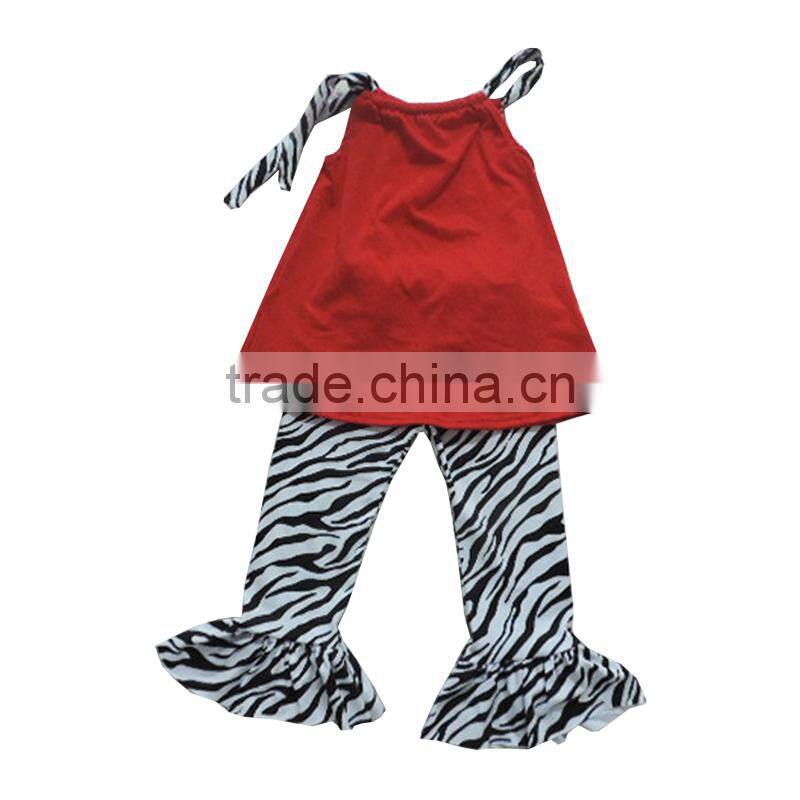 Boutique Cheap Baby Girl Clothes Cotton Knit Sleeveless Tops Cute Zebra Printed Pants Leggings Toddler Girl Clothes