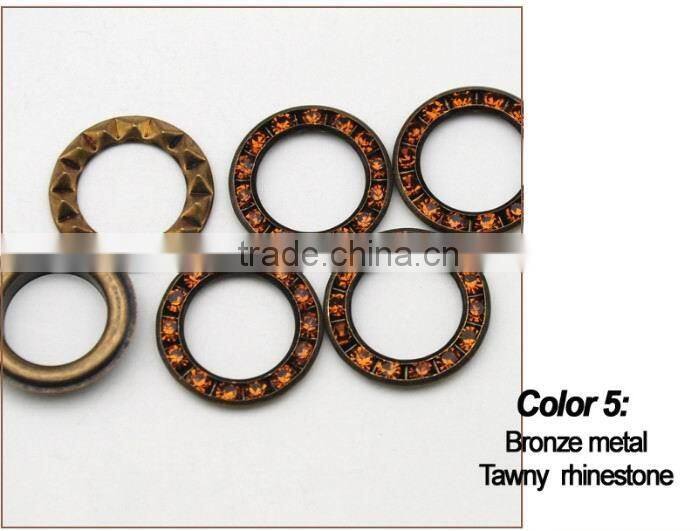 5 colors 22mm big round metal brass rhinestone eyelets crystal diamond grommets glass eyelets RE-22mm
