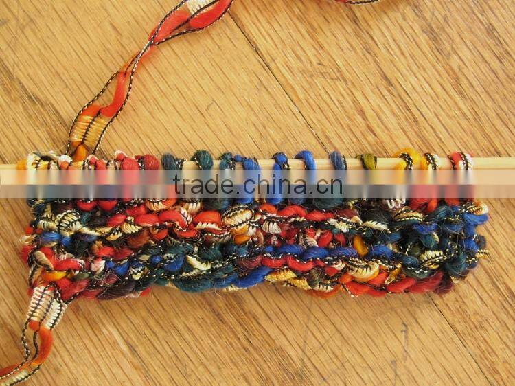 fancy yarns factory supply colorful 100% polyester knitting ladder yarn manufacturer wholesale space dyed knitting yarn