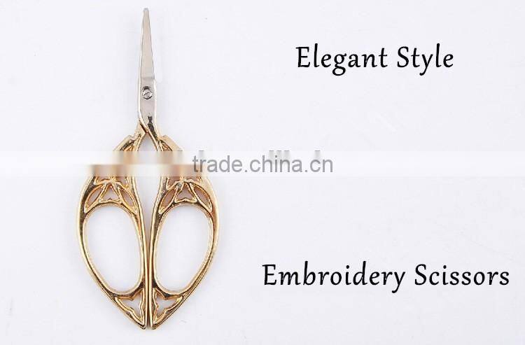 Golden Hollow Pattern Knitting Sewing Thread Scissor Vintage Fancy Scissors
