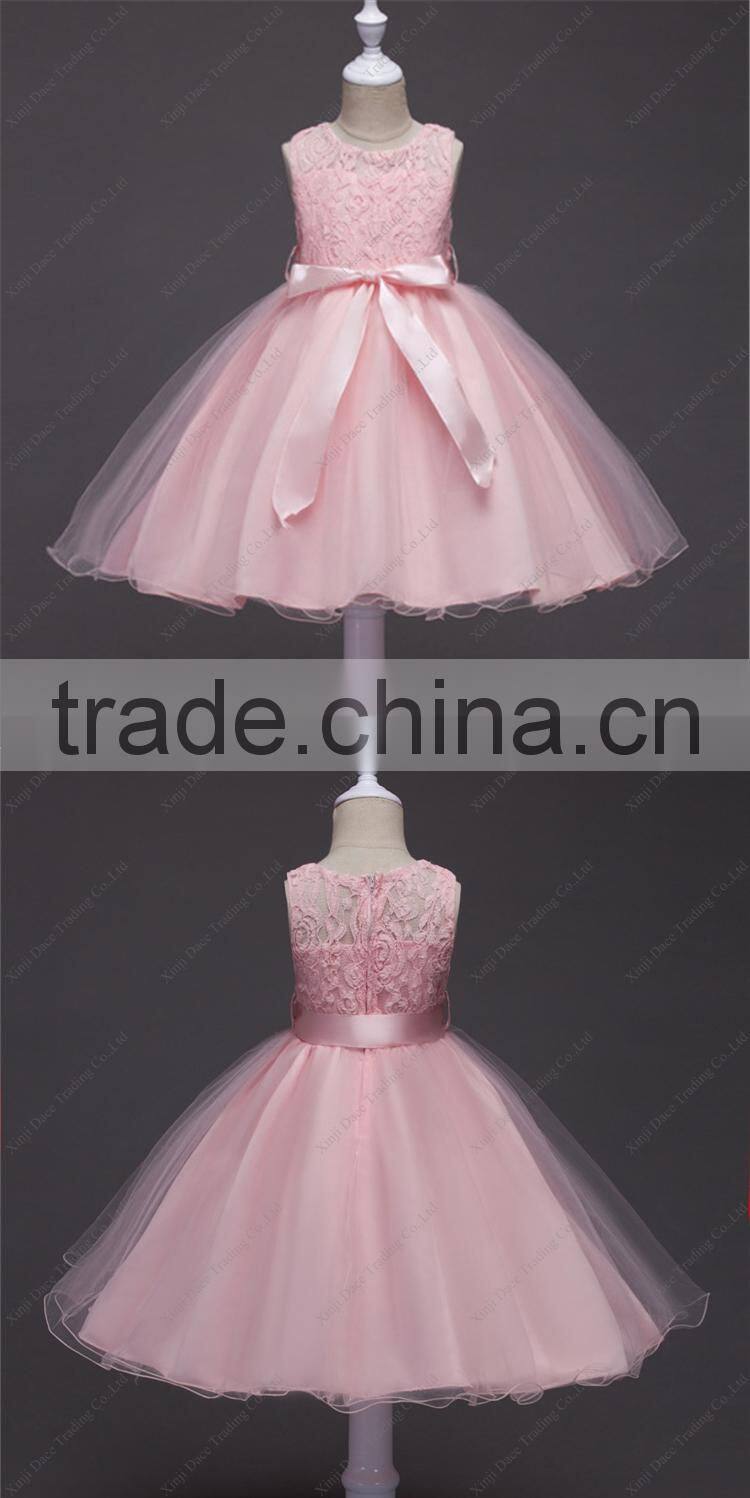 Wholesale latest frock design lace flower wedding birthday party dress for baby girl