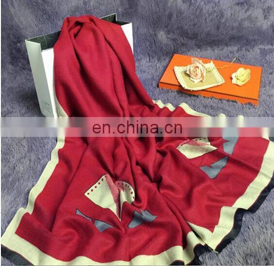 Fashion Wholesale New Arrival Women Winter Carton Design Bear Cashmere Scarf