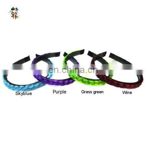 Girls Twist Braided Plait Hoop Fluorescent Pink Synthetic Hair Headband HPC-0154