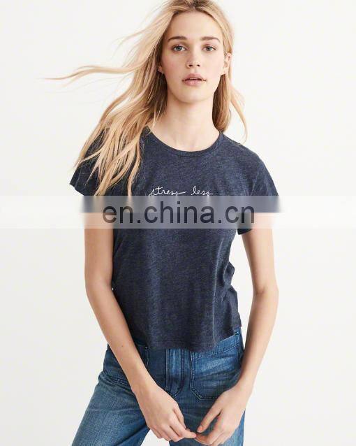 basic wear women clothing print logo short sleeve t shirt comfortable 100%cotton t shirt for girls