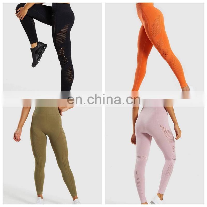 Long Sleeve Running Shirts & Full Length Gym Fitness Tights set womens seamless Crop Top Gym yoga set