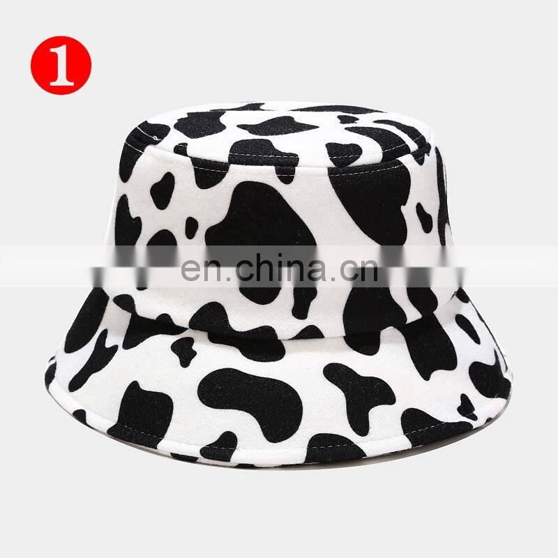 Autumn Winter Unisex Bucket Hats Wool caps Cow leopard zebra design Sunscreen Men Women Sunbonnet Fedoras Fisherman hats
