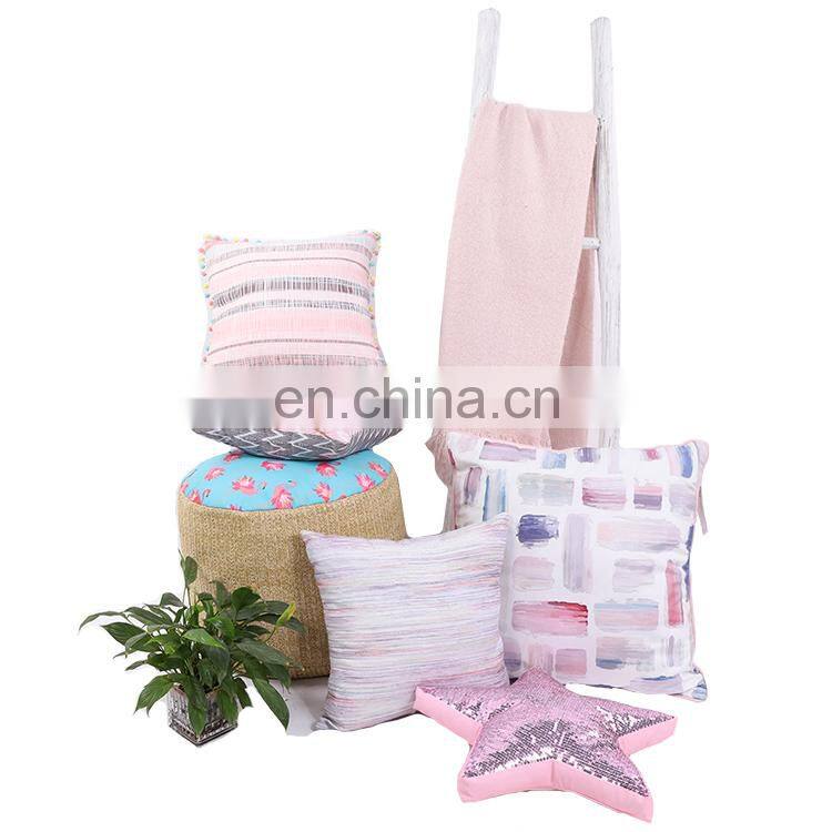100% Cotton Geometric Wave pink Home indoor Decorative Square Throw Pillow Covers for Sofa Bedroom