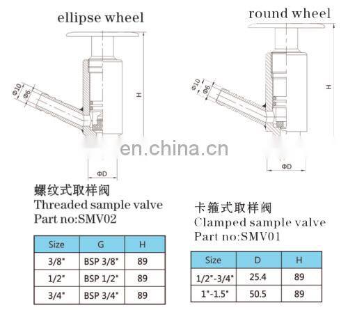 Sanitary Stainless Steel 304 1/4" threaded Wine Sampling Valve