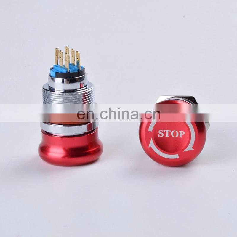 22mm Emergency Stop Button Switch 1NO 1NC Waterproof Stainless Steel Mushroom Metal Aluminum Latching Button Switch