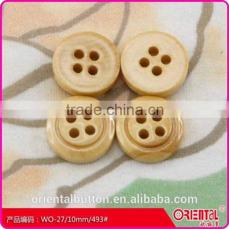 customizable sewing holes natural yellow wooden button