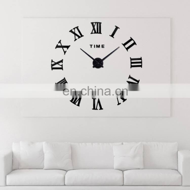 large DIY decorative frameless 3d home office Roman numerals wall sticker clock decals