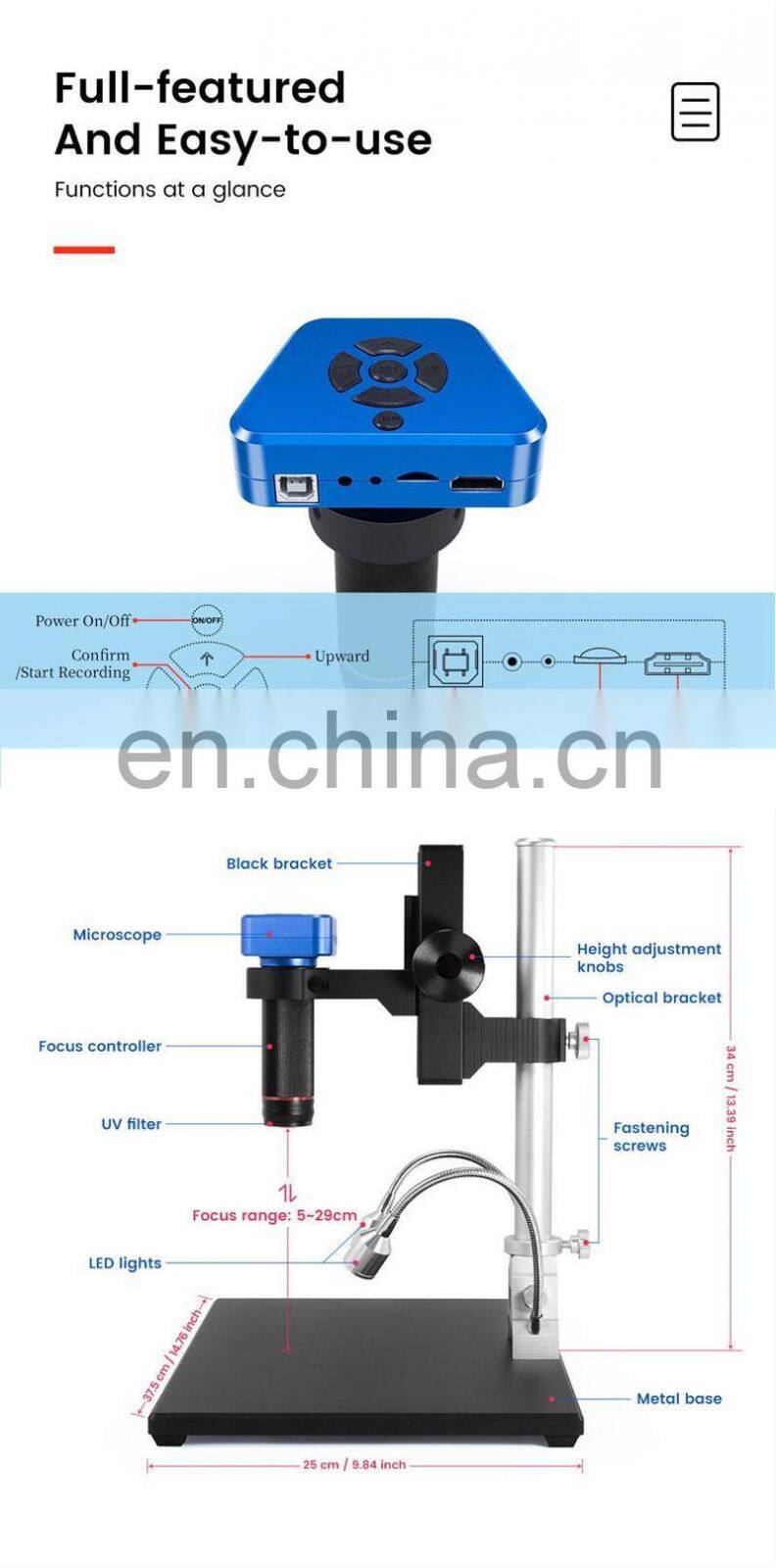 Andonstar AD1605 14MP 4K Ultra High Definition Electronic Microscope with 150X Industrial Microscope Camera Magnifier