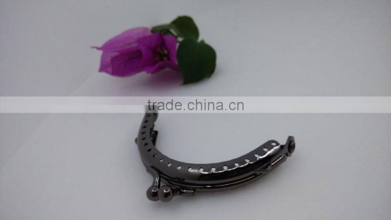 Rockin Beads Brand, 5 Metal Frames Snap Clasp Arch Pattern for Large Coin Style Purse Gunmetal Black Tone 6.3*3.5cm