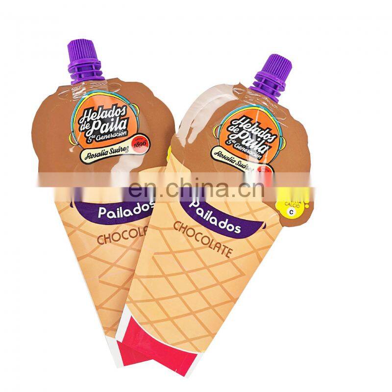 Aluminum recyclable packaging special shaped stand up spout pouch for liquid juice