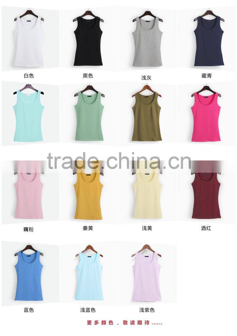 2015 100% cotton tank top,high quality stringer tank top,stringer vest for ladies