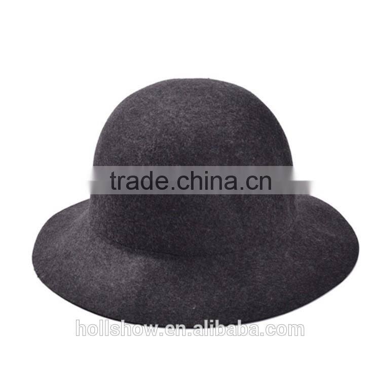 New Arrival Casual Vintage Elegant Lady Women Wide Brim Fedora Real Wool Hat