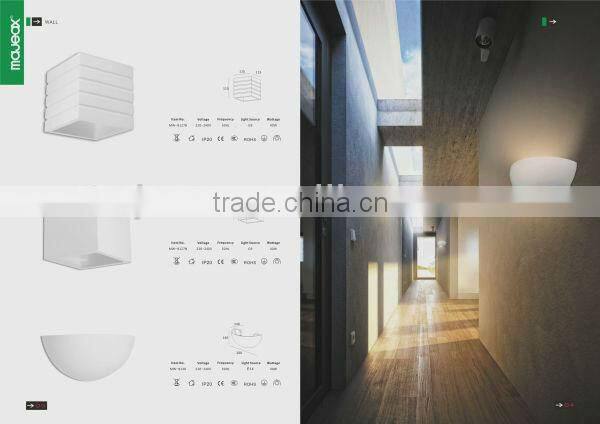 Modern CE ROHS E14 E27 plaster cfl wall light fixture