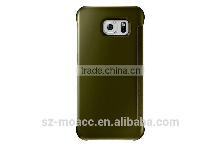 Clear View Hyperbolic Mirror Flip Smart Leather Case Cover for Samsung Galaxy S6