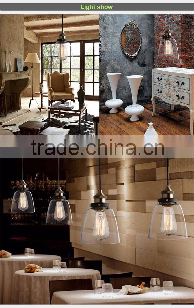 vintage industrial lamp ROHS CE wooden glass pendant lights