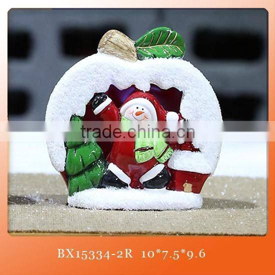 ceramic christmas red apple with santa claus decorative for sale