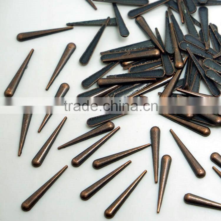 Needle Shape Hot Fix Alloy Studs long tear drop in gold black nickel silver and antic brass