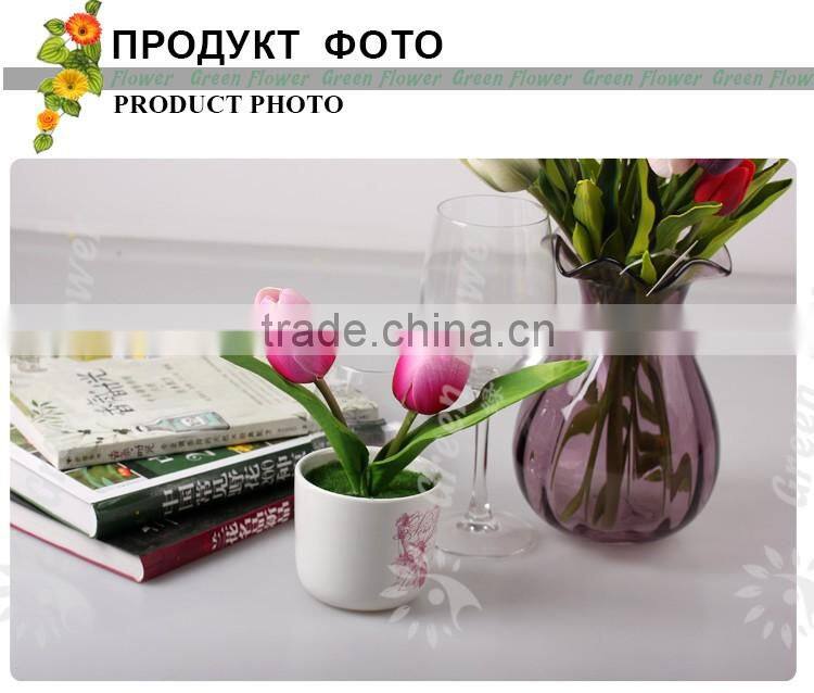 2016 Wholesale Multicolor Latex Artificial PU Flowers Two tulips bonsai Real Touch Bouquet Wedding Bridal Decor Display Flower