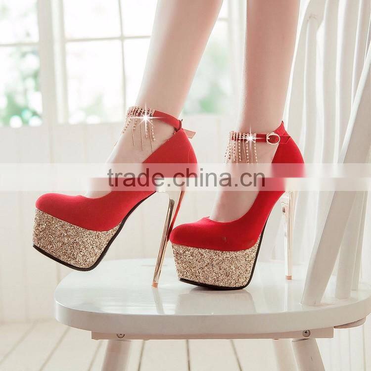 Newest suede leather high heels platform single shoe for evening dress