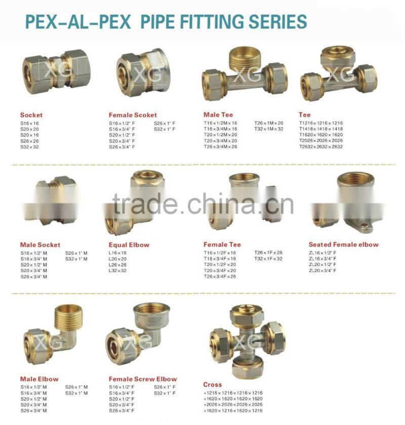 Brass compression fittings male threaded elbow/1216mm brass elbow for pex/al/pex pipes