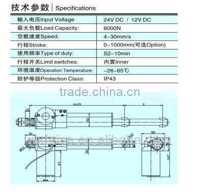 FY011 12v or 24v DC 350MM stroke linear actuator kit