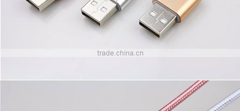 25CM Mini Nylon Metal Micro USB Cable Colorful Mobile Phone Cable for iPhone/Android/Type C