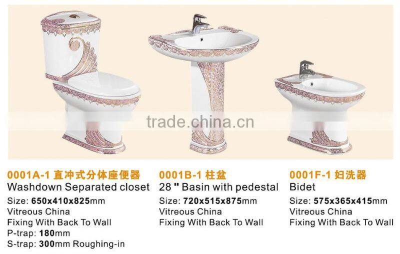 Bathroom Design Ceramic High Grade Decoractive European Three Set two piece toilet
