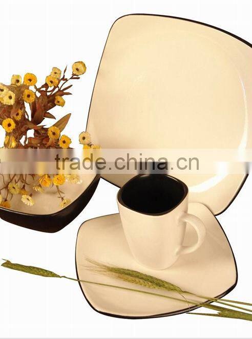 16pcs color glazed stoneware dinner set for square shape