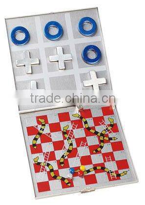 Aluminum TRIC-TRAC-TOE chess and snake chess