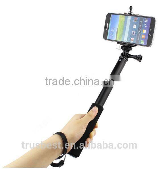 wirless Self-lock Extendable Monopod + Tripod Mount Adapter + Phone Clip Holder for GoPro Camera for iPhone Samsung Phone