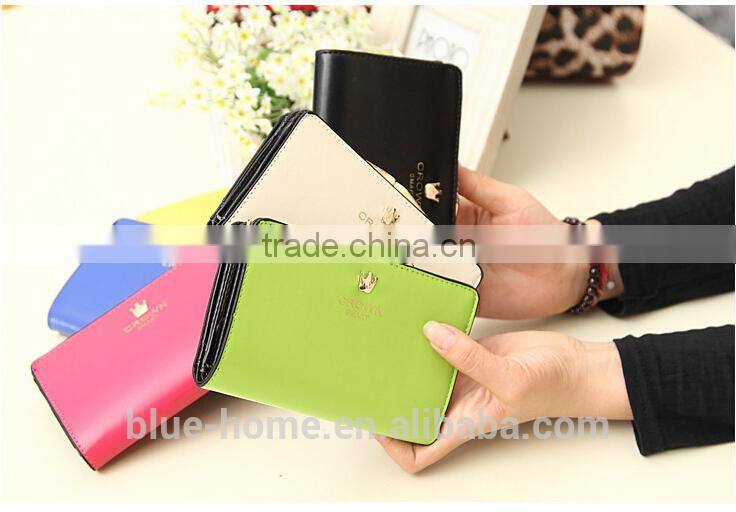 Good quality Young girl trendy wallets small moq wholesale crown clutch 1 fold purses