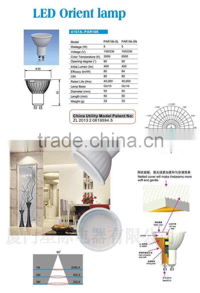 factory price gu10 5w plastic coated smd ce rohs