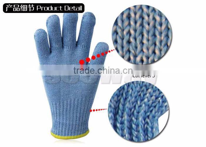 SEEWAY Slash resistant food safe cut level 5 blue butcher cut resistant gloves for kitchen use