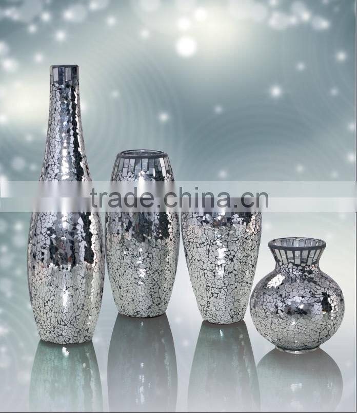 handicraft glass mosaic vase glass vase sets from shandong