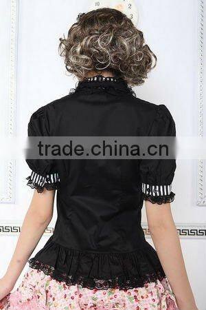 Cotton White Lace Short sleeve Cotton Lolita Blouse 81048