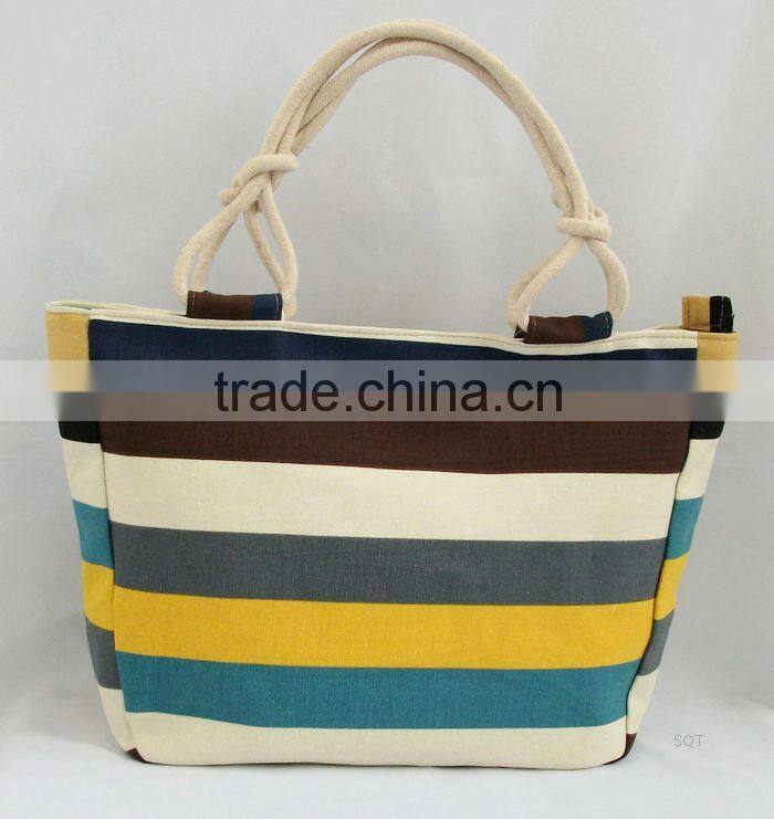 2014 latest design canvas lady bag striped handbags
